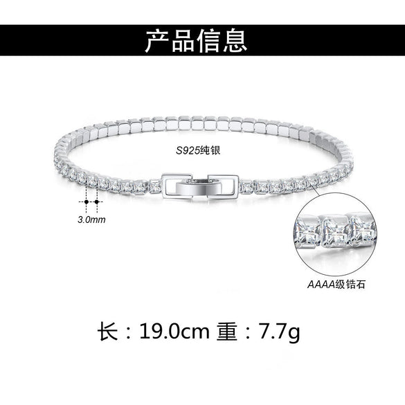 Wholesale Light Luxury Geometric S925 Sterling Silver Electroplated Bracelet For Women