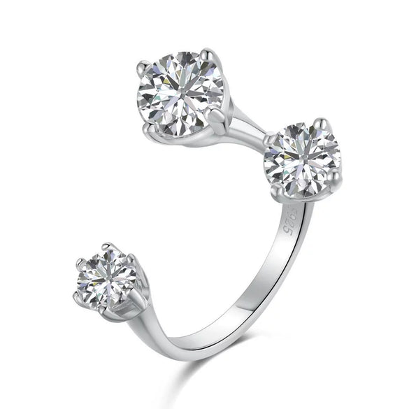 Wholesale Light Luxury Geometric S925 Sterling Silver Women's Zircon Inlay Open Ring With Electroplating