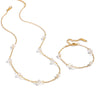 Wholesale Light Luxury Geometric Sea Life Pattern Electroplated Stainless Steel Pearl Beaded Necklace And Bracelet Jewelry For Girls