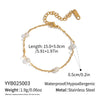 Wholesale Light Luxury Geometric Sea Life Pattern Electroplated Stainless Steel Pearl Beaded Necklace And Bracelet Jewelry For Girls