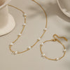 Wholesale Light Luxury Geometric Sea Life Pattern Electroplated Stainless Steel Pearl Beaded Necklace And Bracelet Jewelry For Girls