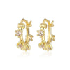 Wholesale Light Luxury Geometric Silver Needle Copper Earrings With Round Zircon Electroplating For Women