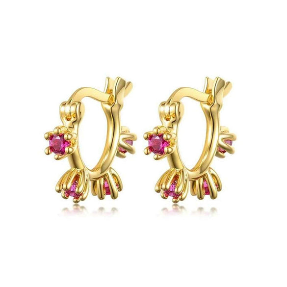 Wholesale Light Luxury Geometric Silver Needle Copper Earrings With Round Zircon Electroplating For Women
