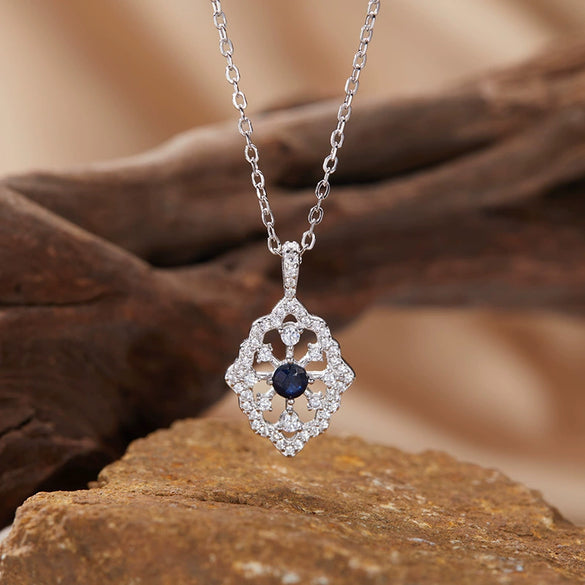 Wholesale Light Luxury Geometric Silver Pendant Necklace With Natural Gemstones