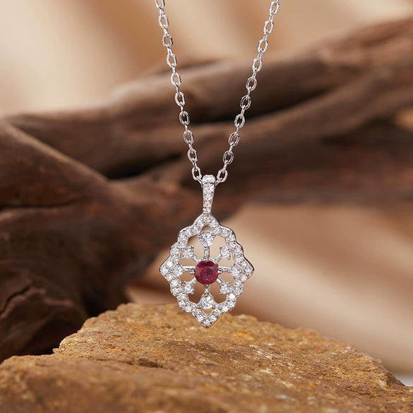 Wholesale Light Luxury Geometric Silver Pendant Necklace With Natural Gemstones