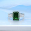 Wholesale Light Luxury Geometric Silver Ring With S925 Sterling Silver And Cultivation Emerald Gemstone And High Carbon Diamond