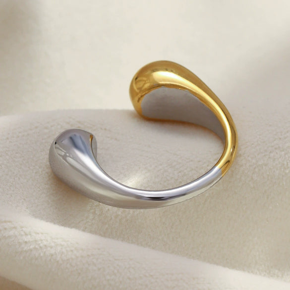 Wholesale Light Luxury Geometric Simple Double Ended Stainless Steel Electroplated Ring For Women Hand Jewelry