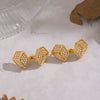 Wholesale Light Luxury Geometric Square Dice Stainless Steel Electroplated Earrings For Women