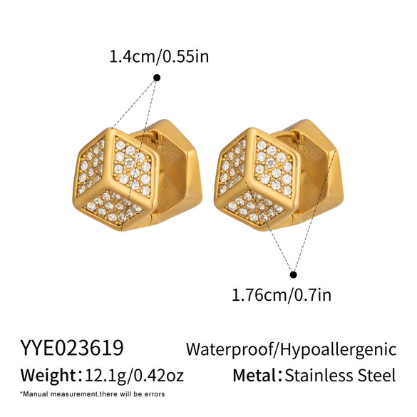 Wholesale Light Luxury Geometric Square Dice Stainless Steel Electroplated Earrings For Women