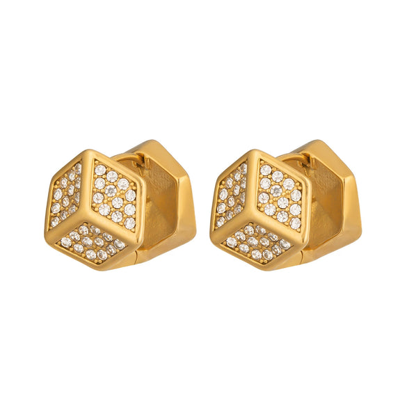 Wholesale Light Luxury Geometric Square Dice Stainless Steel Electroplated Earrings For Women