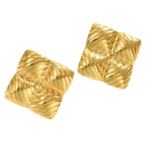 Wholesale Light Luxury Geometric Square Texture Stainless Steel Stamped Earrings For Women