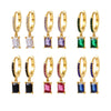 Wholesale Light Luxury Geometric Square Zircon Earrings Stainless Steel 18K Gold Plated