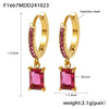 Wholesale Light Luxury Geometric Square Zircon Earrings Stainless Steel 18K Gold Plated