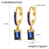 Wholesale Light Luxury Geometric Square Zircon Earrings Stainless Steel 18K Gold Plated