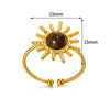 Wholesale Light Luxury Geometric Stainless Steel Amber Natural Stone Ring With Electroplating For Women