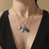 Wholesale Light Luxury Geometric Stainless Steel And Enamel Glaze Electroplated Pendant Clavicle Necklace For Women