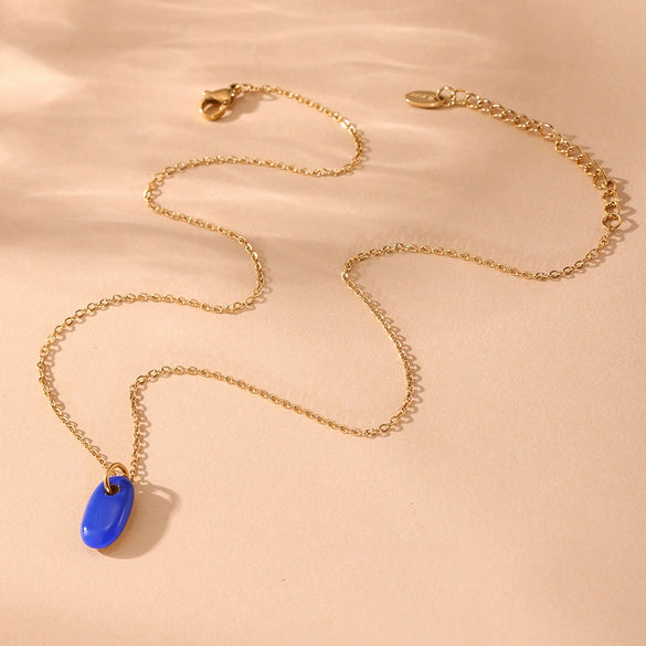 Wholesale Light Luxury Geometric Stainless Steel And Enamel Glaze Electroplated Pendant Clavicle Necklace For Women