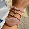 Wholesale Light Luxury Geometric Stainless Steel And Pink Crystal Beaded Women's Bracelet
