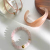 Wholesale Light Luxury Geometric Stainless Steel And Pink Crystal Beaded Women's Bracelet