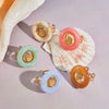 Wholesale Light Luxury Geometric Stainless Steel And Resin Ring With 18K Gold Plating For Women