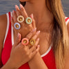 Wholesale Light Luxury Geometric Stainless Steel And Resin Ring With 18K Gold Plating For Women