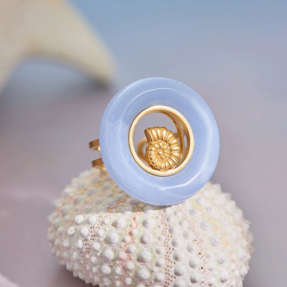 Wholesale Light Luxury Geometric Stainless Steel And Resin Ring With 18K Gold Plating For Women