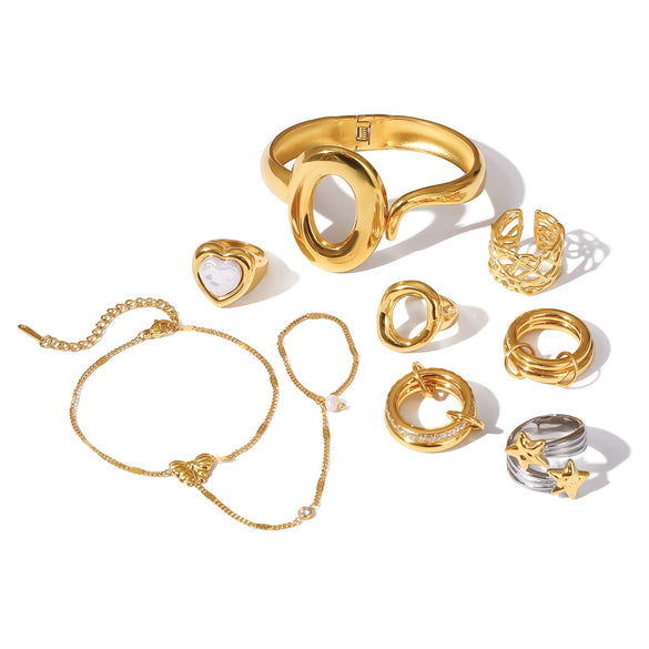 Wholesale Light Luxury Geometric Stainless Steel And Titanium Steel Jewelry Set With Pvd Furnace Vacuum Real Gold Plating For Women