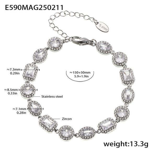 Wholesale Light Luxury Geometric Stainless Steel Diamond Bracelet With Electroplating Treatment
