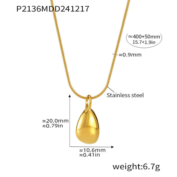 Wholesale Light Luxury Geometric 316L Stainless Steel Double Layer Water Drop Pendant Necklace Pvd Electroplated