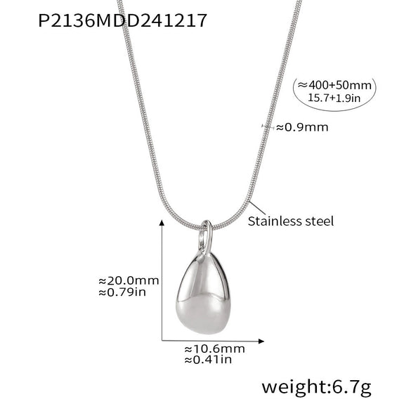 Wholesale Light Luxury Geometric 316L Stainless Steel Double Layer Water Drop Pendant Necklace Pvd Electroplated