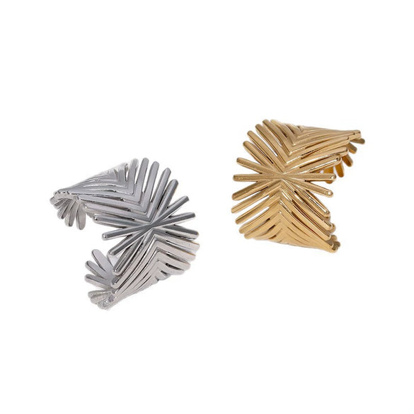 Wholesale Light Luxury Geometric Stainless Steel Electroplated Adjustable Open Ring For Women And Men