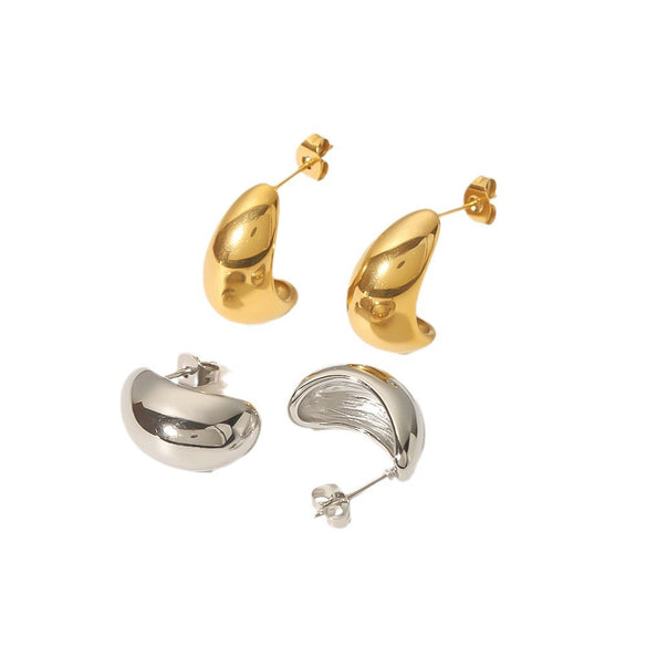 Wholesale Light Luxury Geometric Stainless Steel Electroplated Casting Earrings For Women