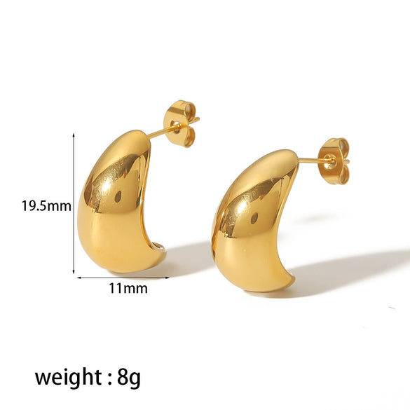 Wholesale Light Luxury Geometric Stainless Steel Electroplated Casting Earrings For Women