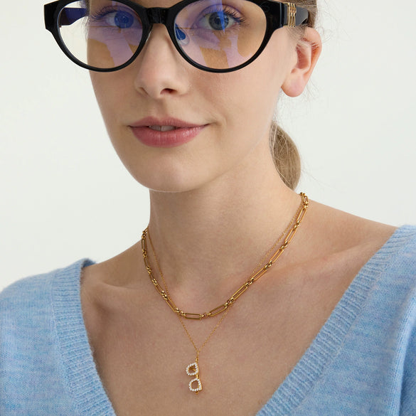 Wholesale Light Luxury Geometric Stainless Steel Electroplated Chain Necklace For Women