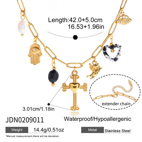 Wholesale Light Luxury Geometric Stainless Steel Electroplated Cross Necklace For Women