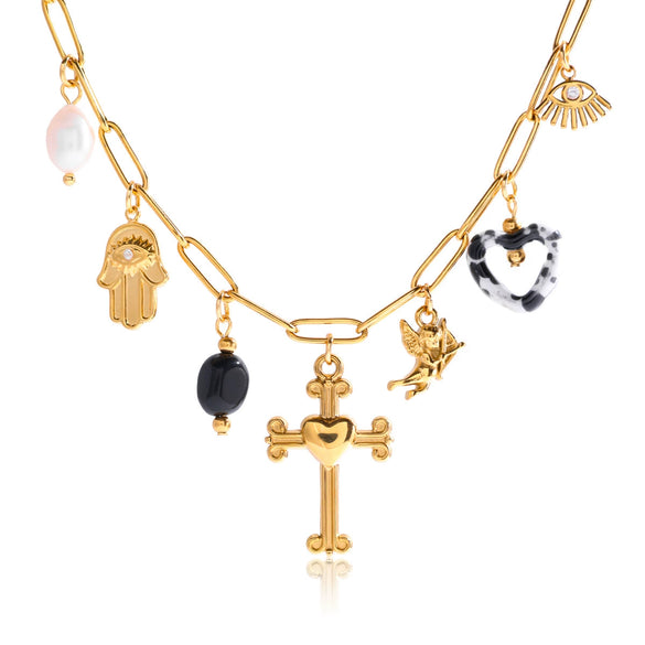 Wholesale Light Luxury Geometric Stainless Steel Electroplated Cross Necklace For Women
