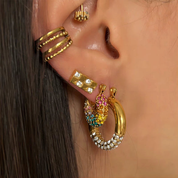 Wholesale Light Luxury Geometric Stainless Steel Electroplated Earrings For Women