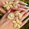 Wholesale Light Luxury Geometric Stainless Steel Electroplated Floral Ring Set For Women