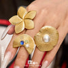 Wholesale Light Luxury Geometric Stainless Steel Electroplated Floral Ring Set For Women