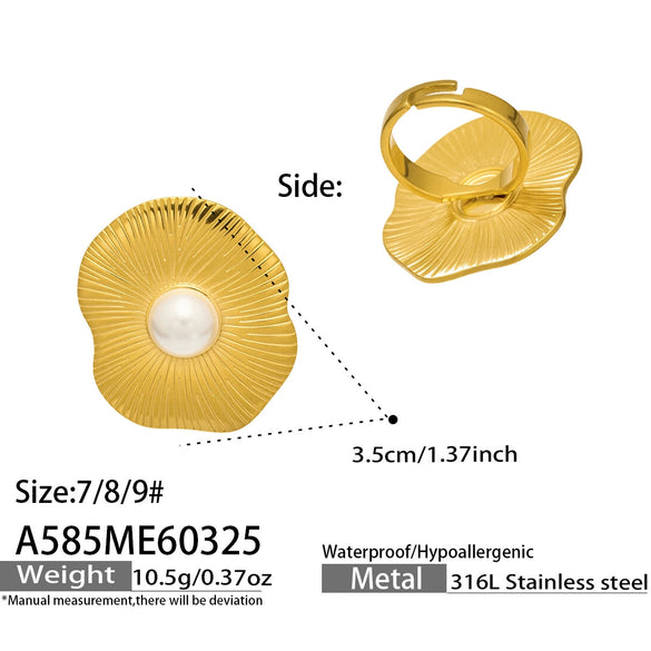 Wholesale Light Luxury Geometric Stainless Steel Electroplated Floral Ring Set For Women