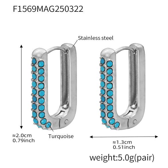 Wholesale Light Luxury Geometric Stainless Steel Electroplated Full Diamond Zircon Earrings For Women