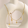 Wholesale Light Luxury Geometric Stainless Steel Electroplated 18K Gold Fivepointed Star Tassel Necklace For Women