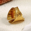 Wholesale Light Luxury Geometric Stainless Steel Electroplated 18K Gold Hammered Pattern Open Ring For Women