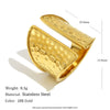 Wholesale Light Luxury Geometric Stainless Steel Electroplated 18K Gold Hammered Pattern Open Ring For Women