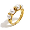 Wholesale Light Luxury Geometric Stainless Steel Electroplated 18K Gold Imitation Pearl Circle Ring For Women