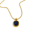 Wholesale Light Luxury Geometric Stainless Steel Electroplated 18K Gold Mirror Blue Zirconium Bead Chain Necklace For Women