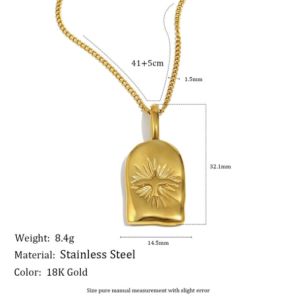 Wholesale Light Luxury Geometric Stainless Steel Electroplated 18K Gold Pendant Necklace For Women