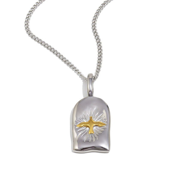 Wholesale Light Luxury Geometric Stainless Steel Electroplated 18K Gold Pendant Necklace For Women