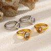 Wholesale Light Luxury Geometric Stainless Steel Electroplated 18K Gold Ring For Women