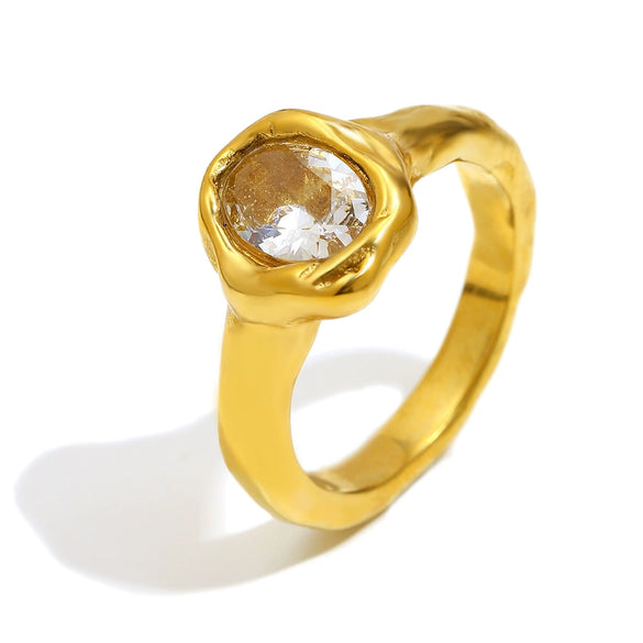 Wholesale Light Luxury Geometric Stainless Steel Electroplated 18K Gold Ring For Women